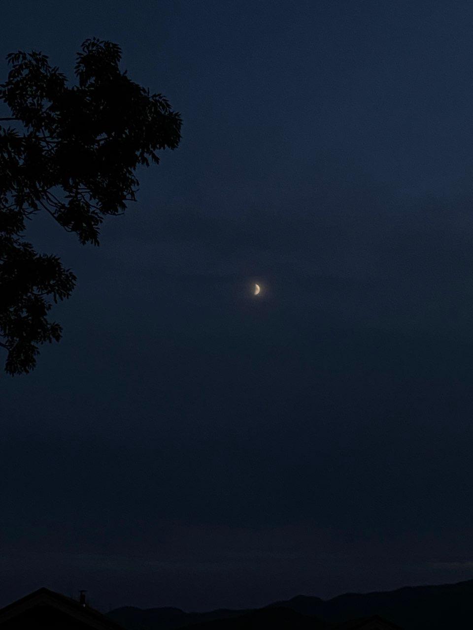 The Moon over Autrans-Méaudre en Vercors, France — first quarter, Lunar Day 8