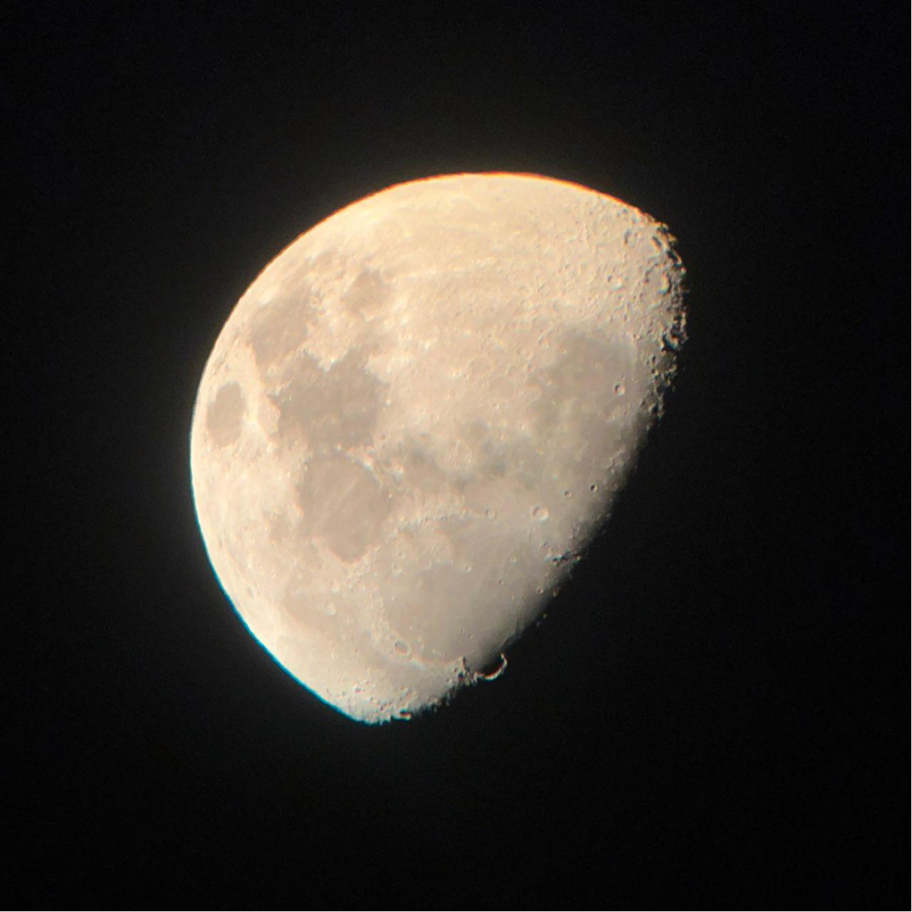 The Moon over Ivenetskiy, Belarus — first quarter, Lunar Day 10