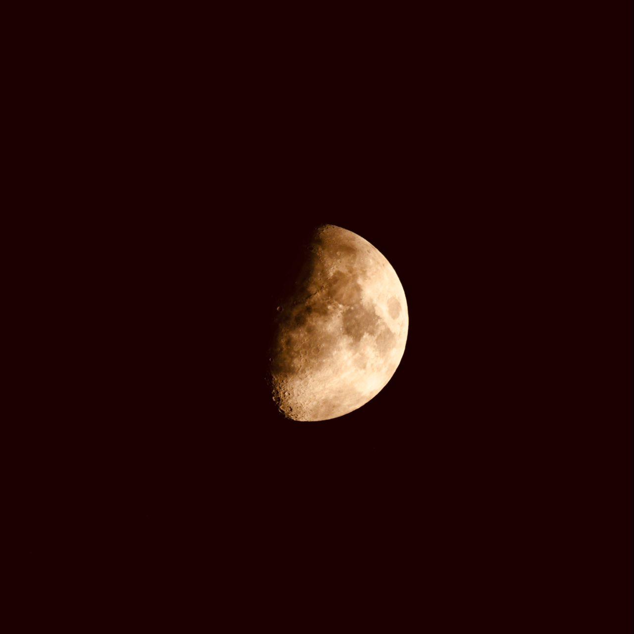 The Moon over Winston-Salem, United States — waxing gibbous, Lunar Day 11