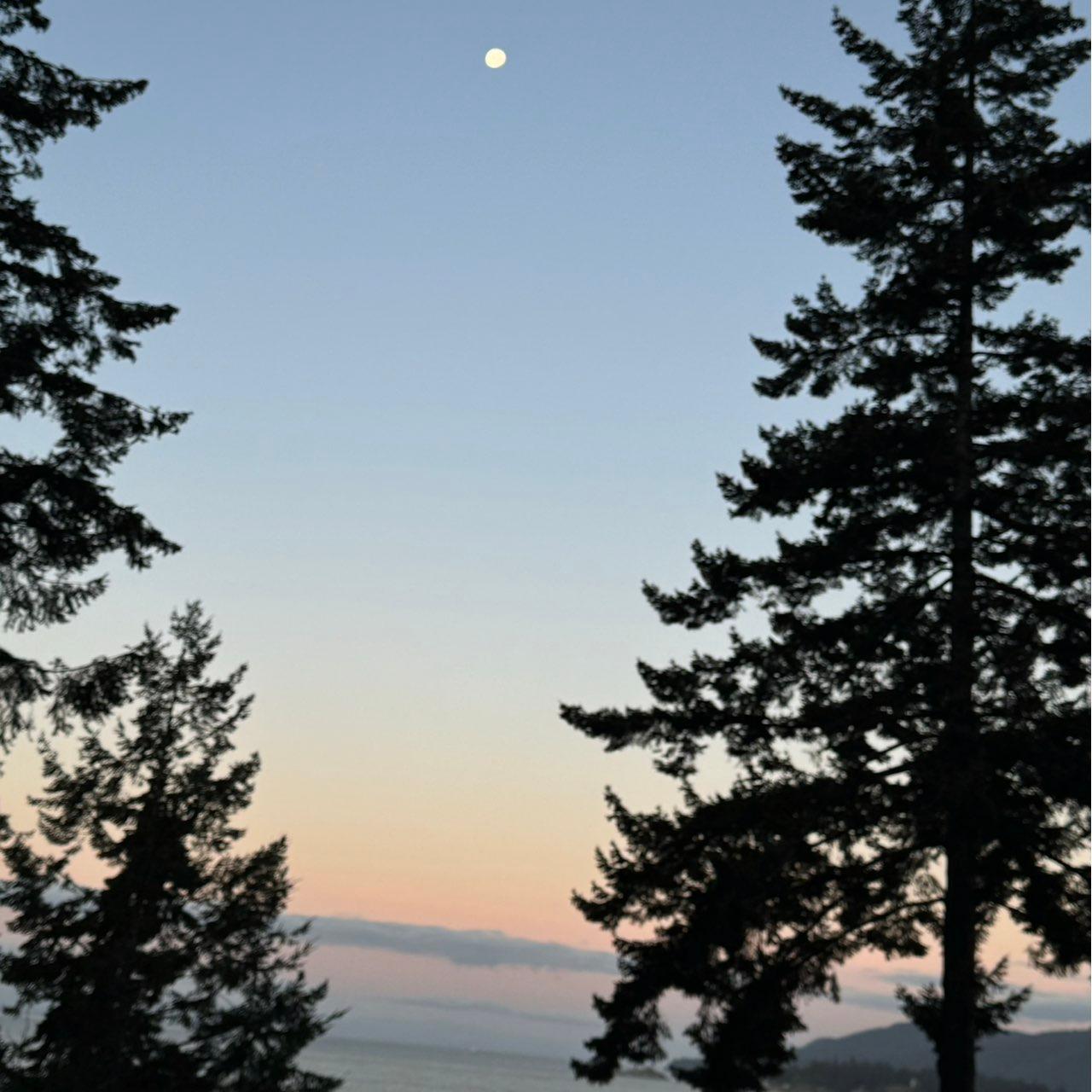 The Moon over Lions Bay, Canada — waning gibbous, Lunar Day 18