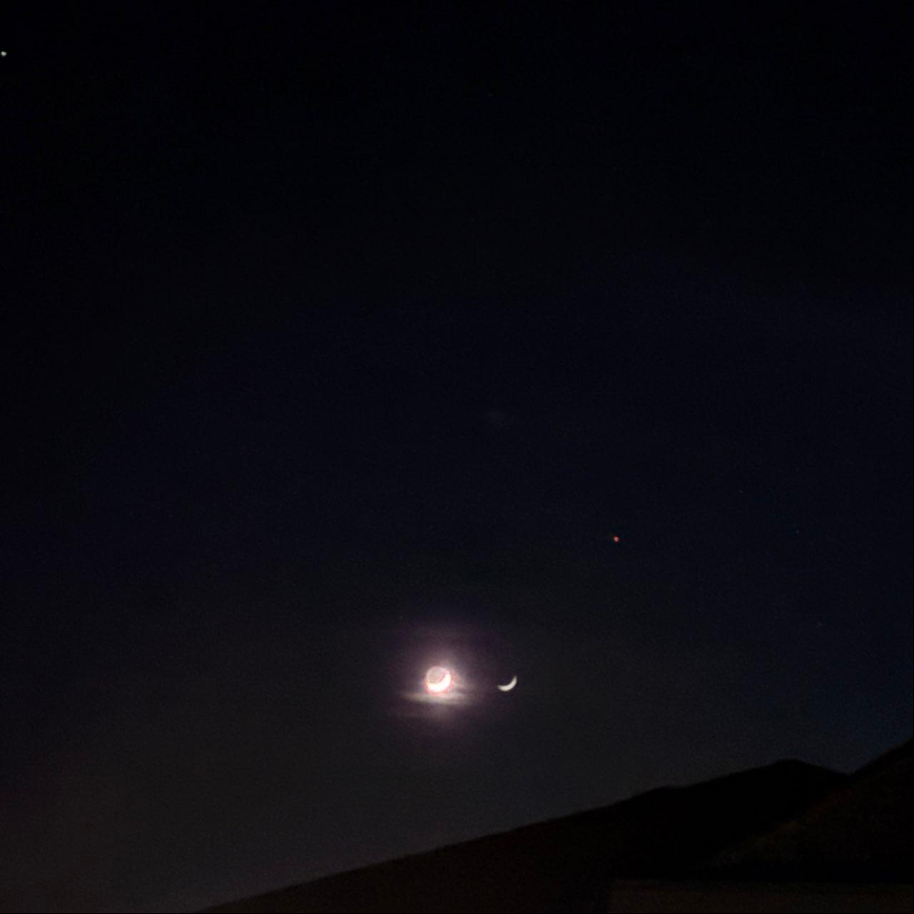 The Moon over Langley, Canada — waxing crescent, Lunar Day 4
