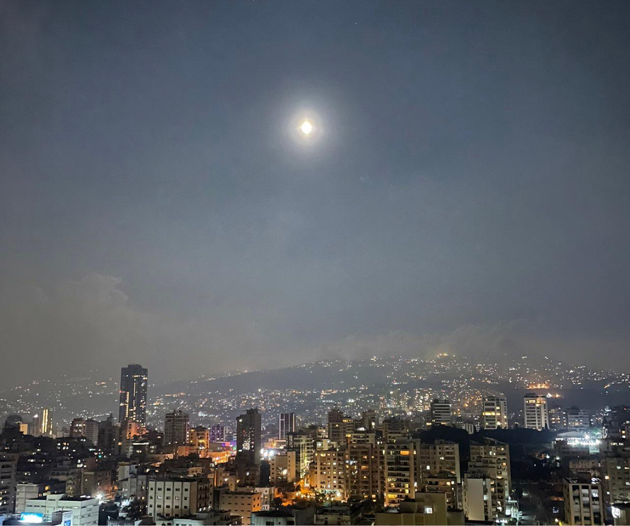The Moon over Beirut, Lebanon — full moon, Lunar Day 16