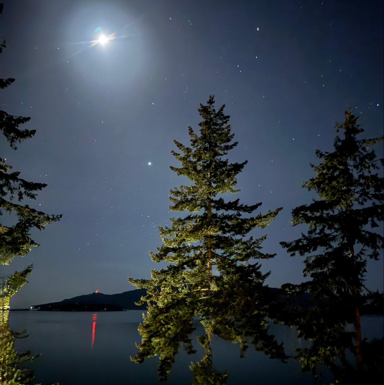 The Moon over Tofino, Canada — first quarter, Lunar Day 7