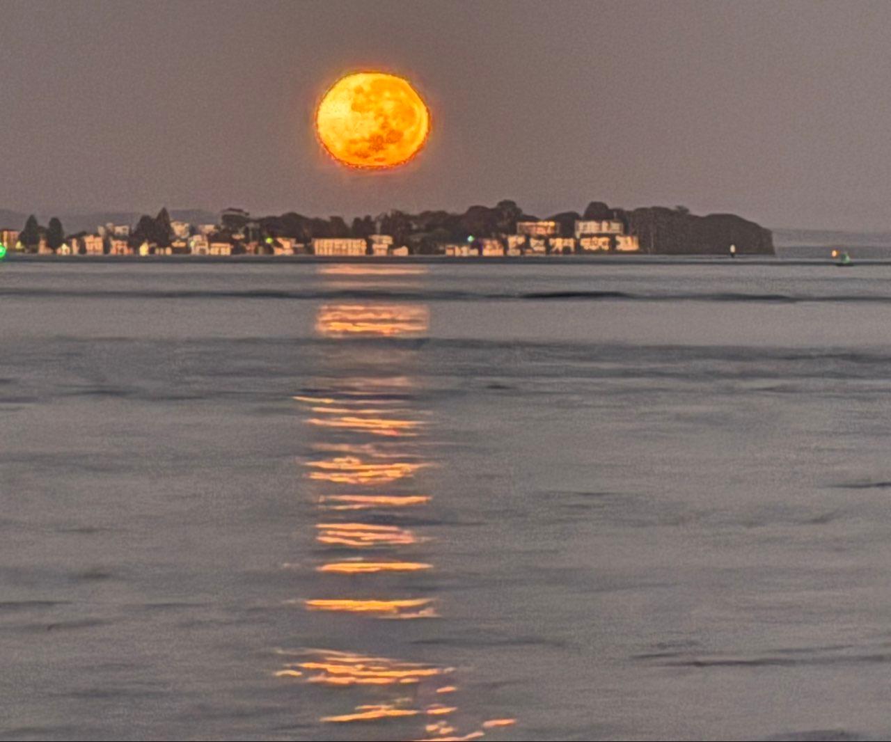 The Moon over Nelson Bay, Australia — full moon, Lunar Day 14