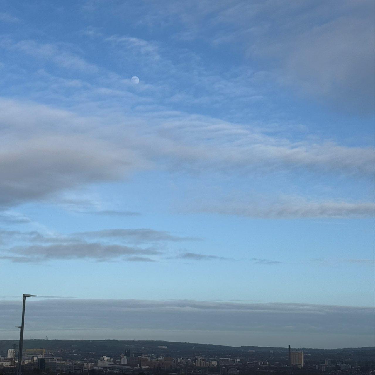 The Moon over Belfast, United Kingdom — waxing gibbous, Lunar Day 12