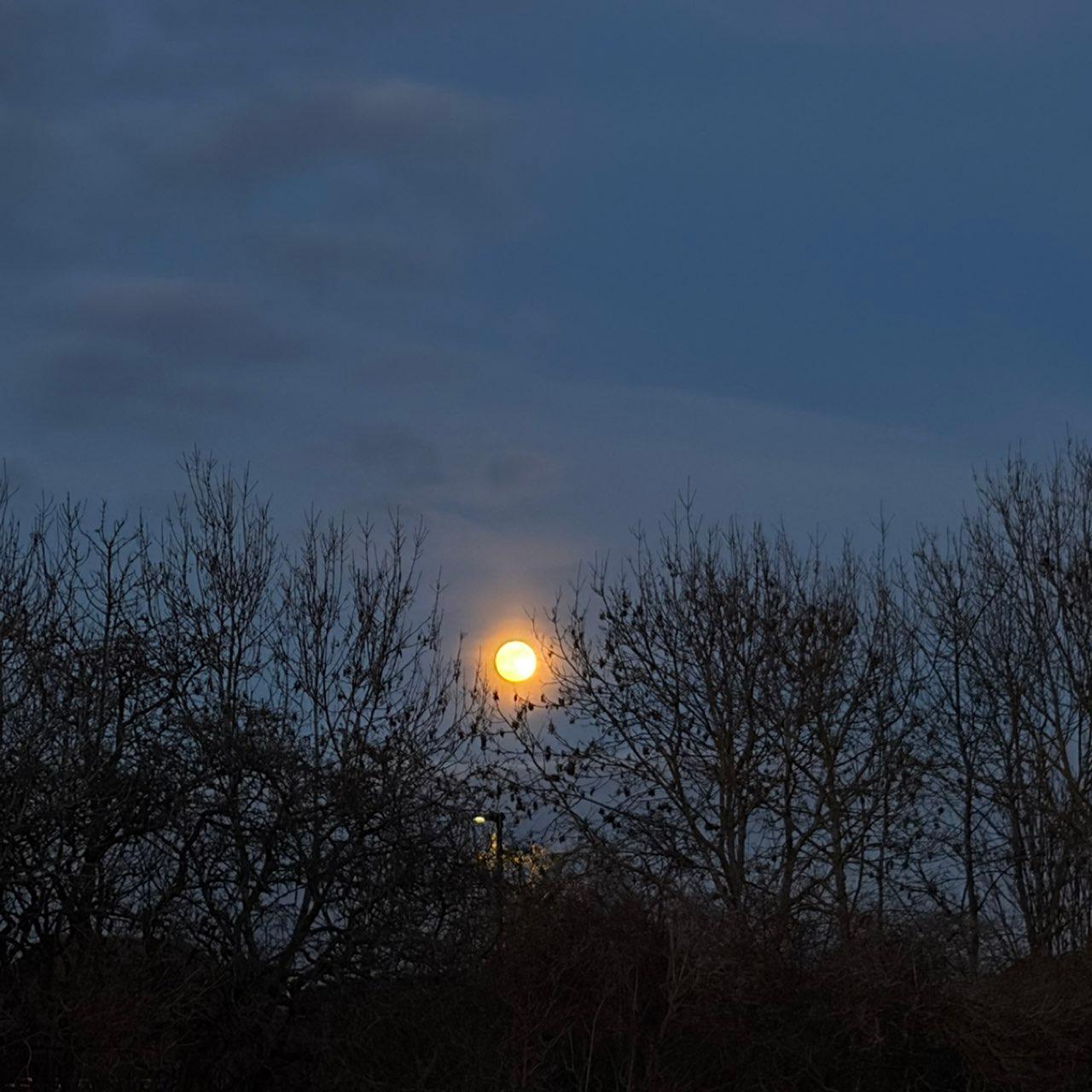 The Moon over Newcastle Upon Tyne, United Kingdom — full moon, Lunar Day 15