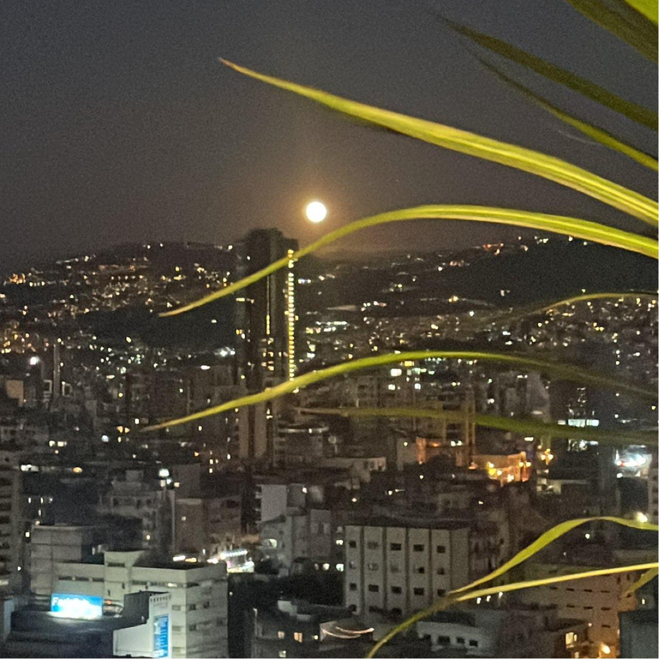 The Moon over Beirut, Lebanon — waning gibbous, Lunar Day 18