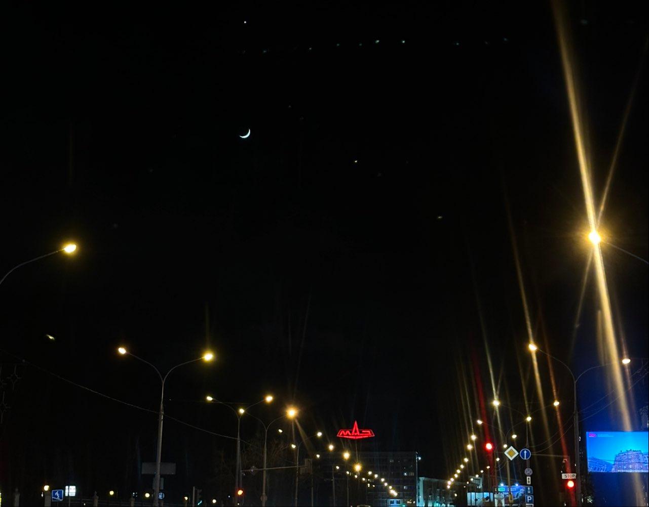 The Moon over Minsk, Belarus — waxing crescent, Lunar Day 6