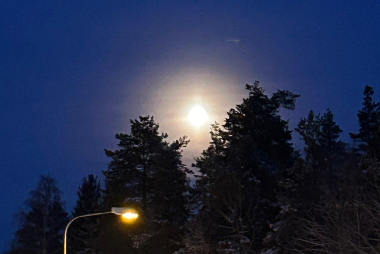 The Moon over Bjørnemyr, Norway — full moon, Lunar Day 16