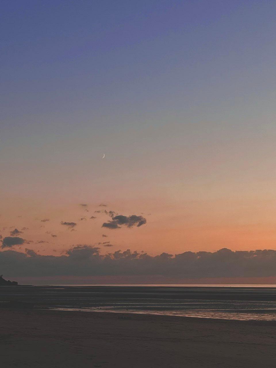 The Moon over Deauville, France — waxing crescent, Lunar Day 4
