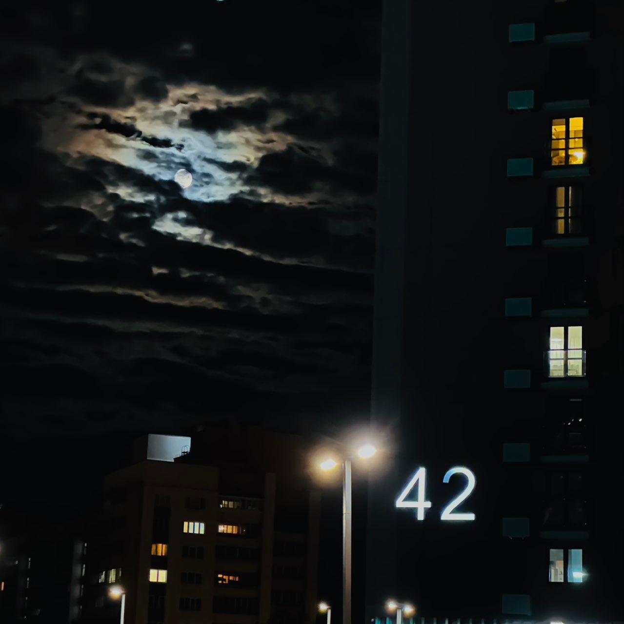 The Moon over Bobruysk, Belarus — full moon, Lunar Day 14