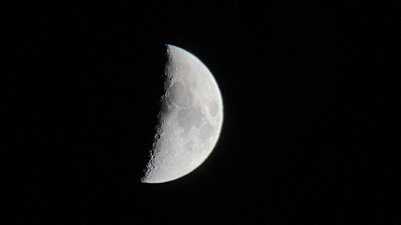 The Moon over Mahón, España — first quarter, Lunar Day 8