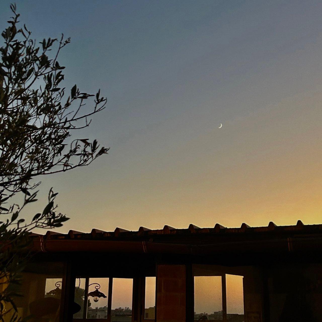 The Moon over Erice, Italia — waxing crescent, Lunar Day 6
