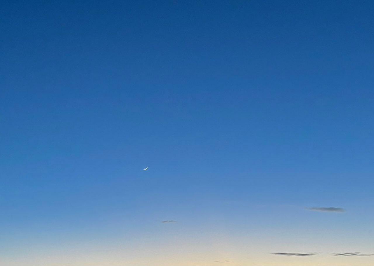 The Moon over Zaragoza, España — new moon, Lunar Day 2