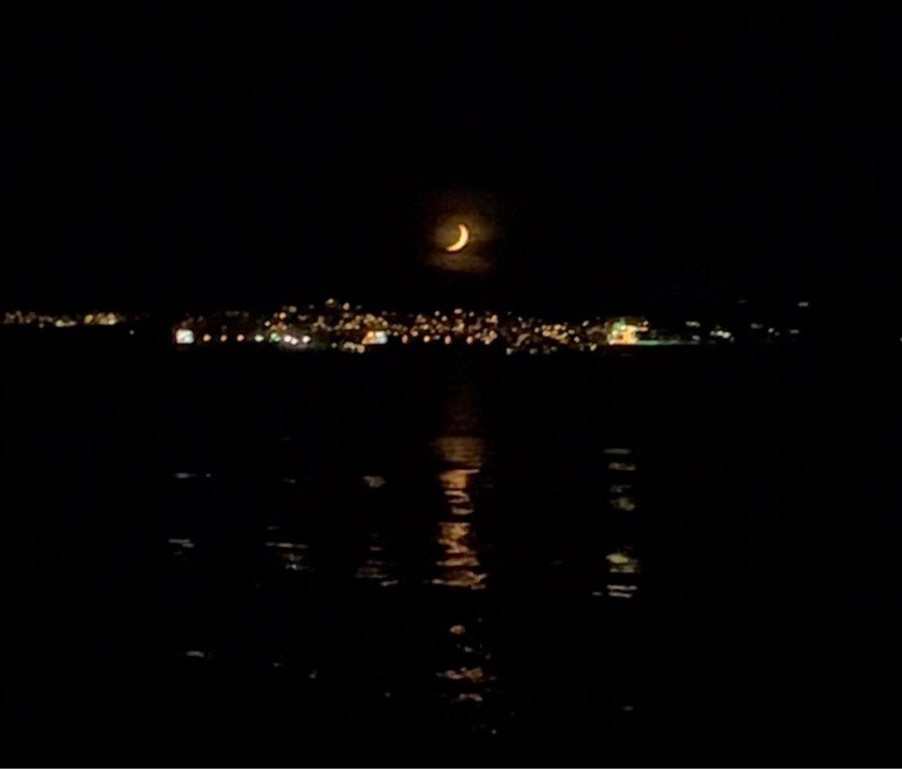 The Moon over North Vancouver, Canada — waxing crescent, Lunar Day 5