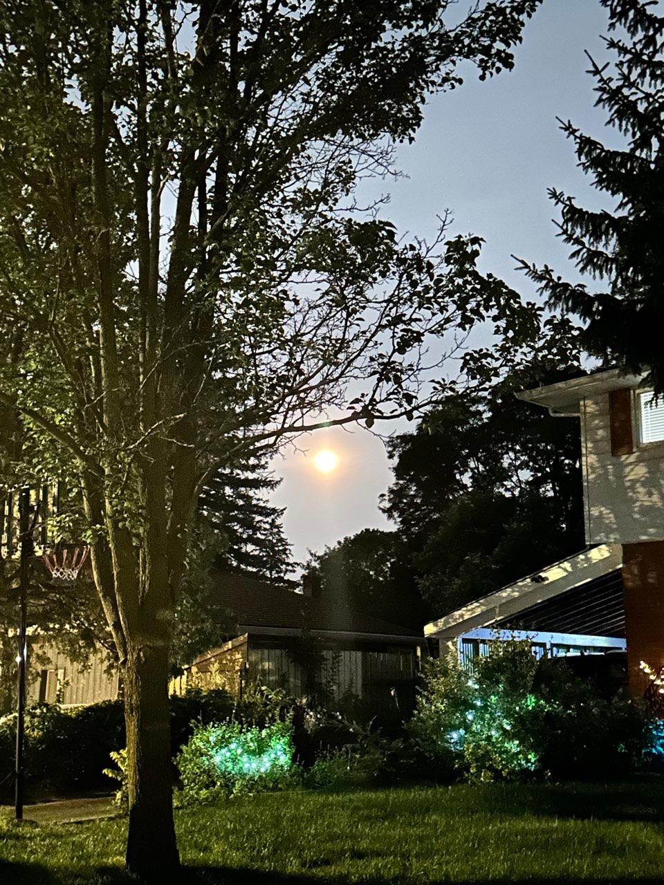 The Moon over Cambridge, Canada — full moon, Lunar Day 16