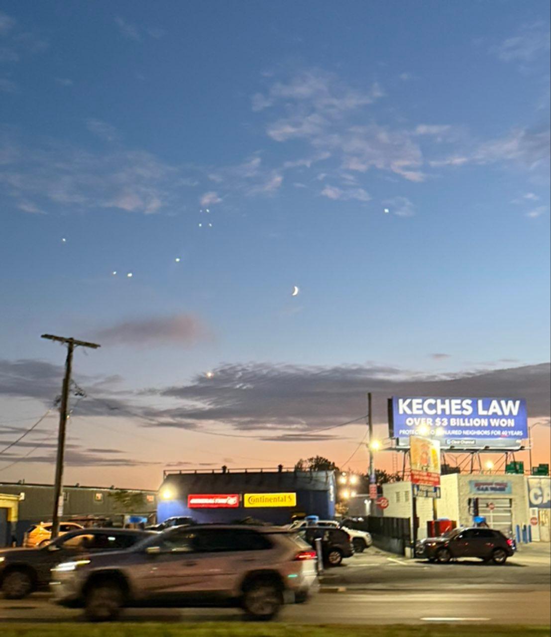 The Moon over Boston, United States — waxing crescent, Lunar Day 6