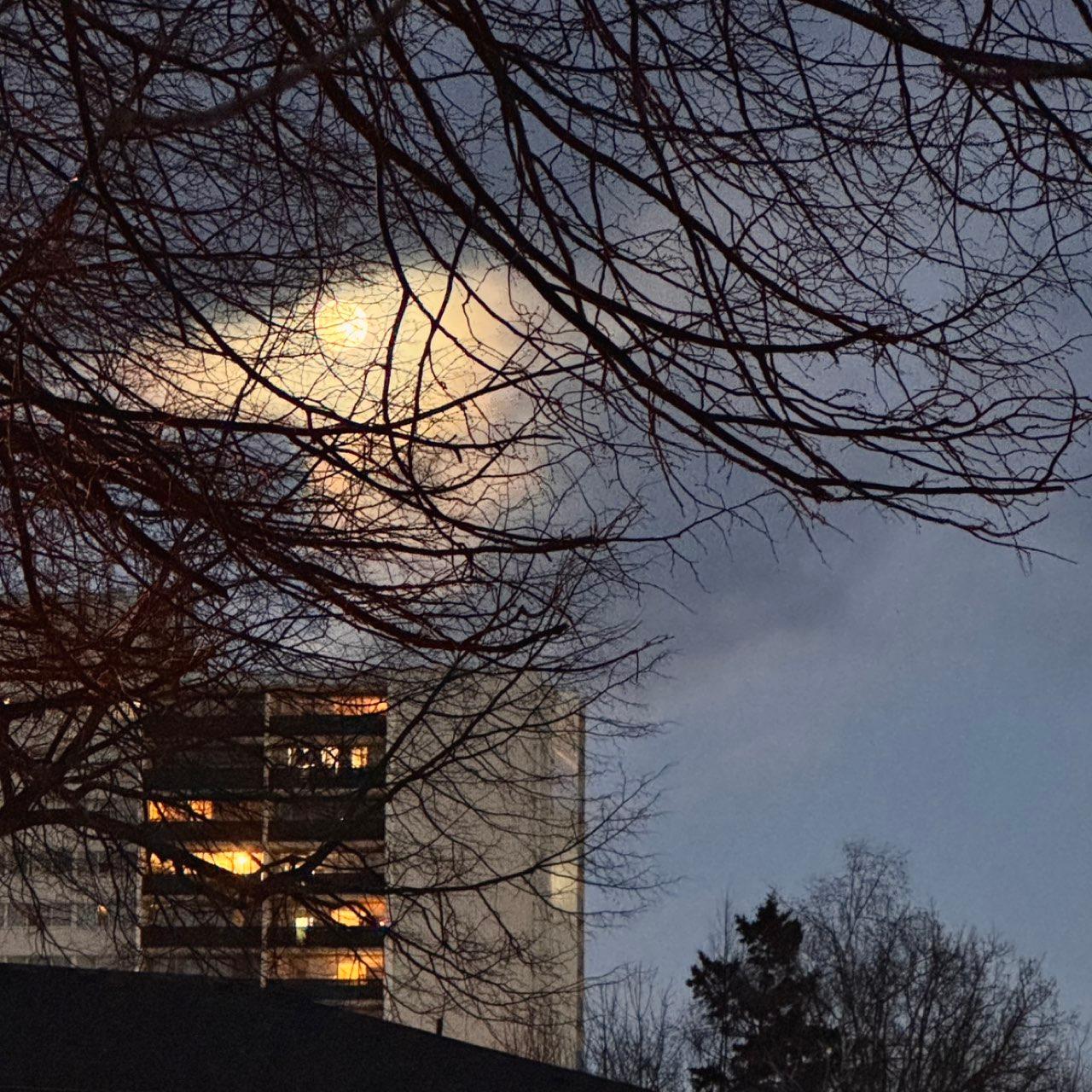 The Moon over Toronto, Canada — full moon, Lunar Day 15
