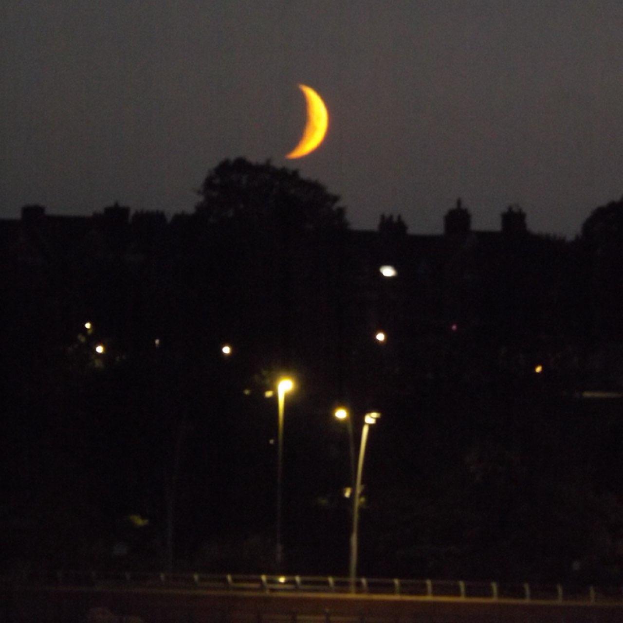 The Moon over South Shields, United Kingdom — waning crescent, Lunar Day 27