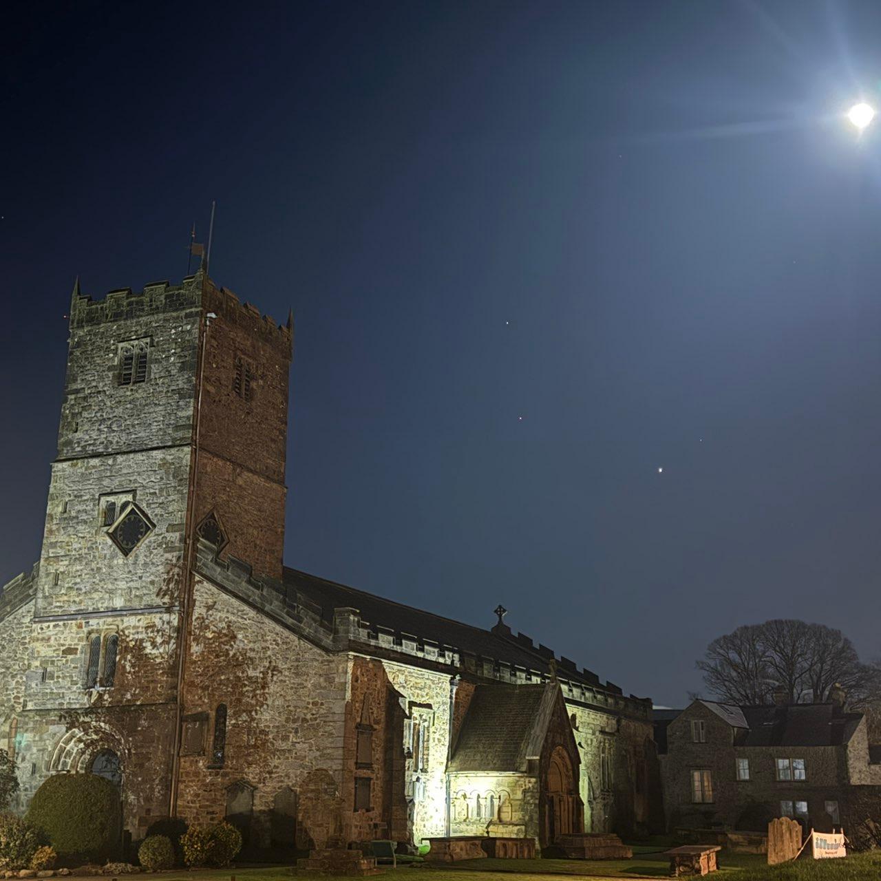 The Moon over Carnforth, United Kingdom — full moon, Lunar Day 15