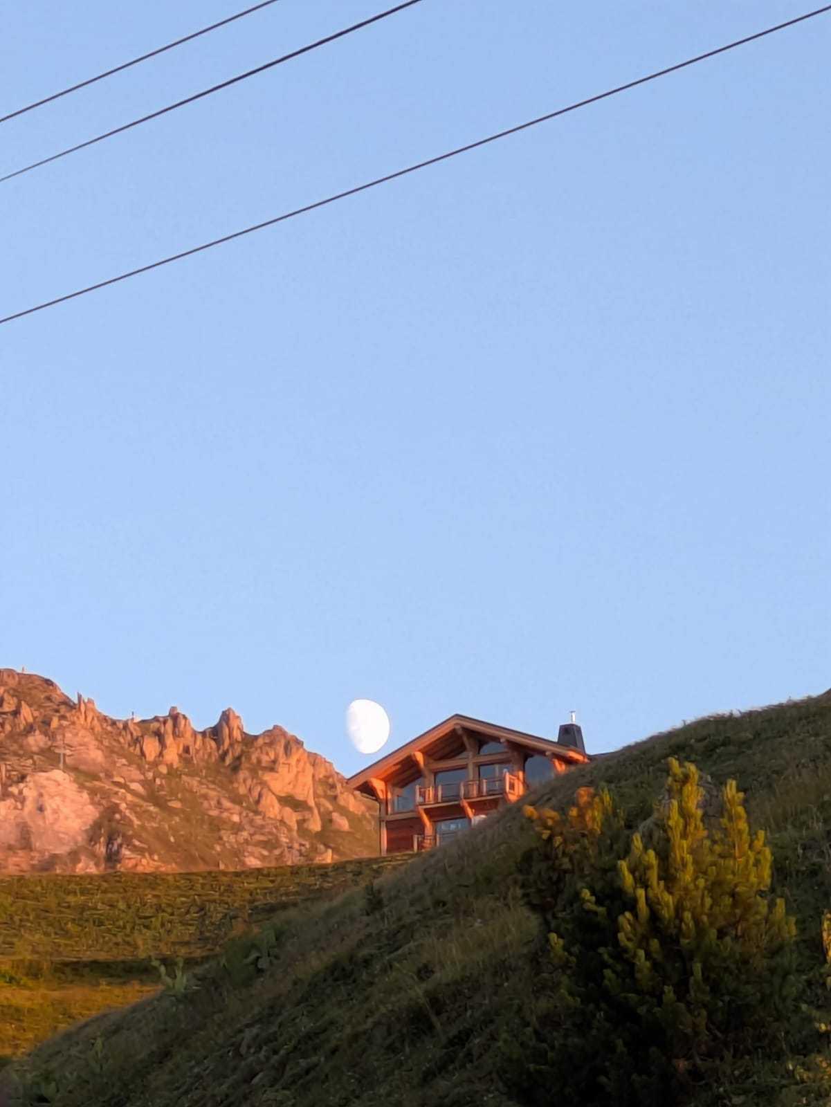 The Moon over La Plagne Tarentaise, France — waxing gibbous, Lunar Day 11